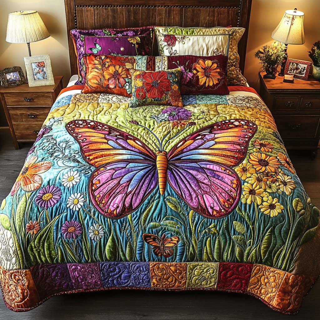 Butterfly Magic Quilted Bedding Set Cute Room Decor Butterfly Items For Lovers