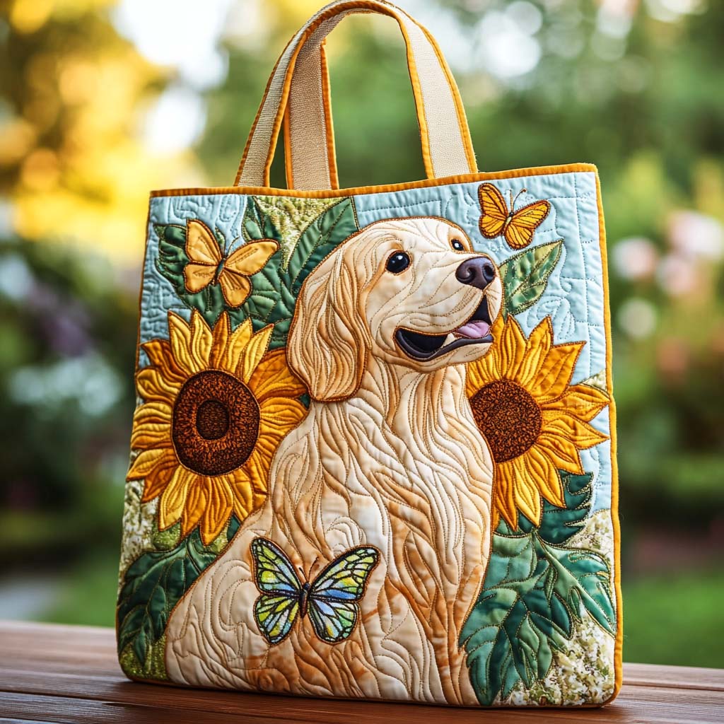 Butterfly Meadow Golden Quilted Tote Bag Christmas Gift Ideas For Beach Lovers
