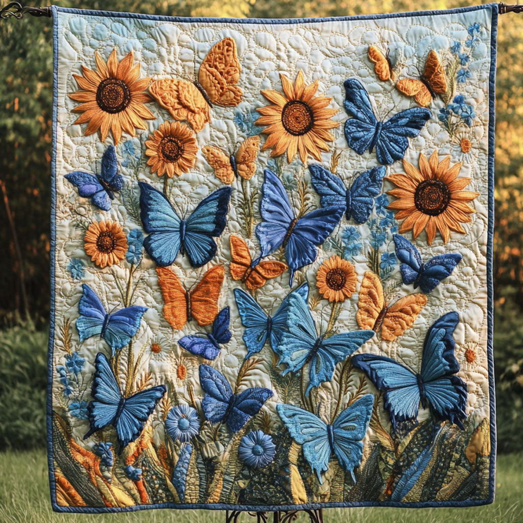 Butterfly Meadow Quilted Blanket Christmas Bedroom Decor Sunflower Theme Gifts