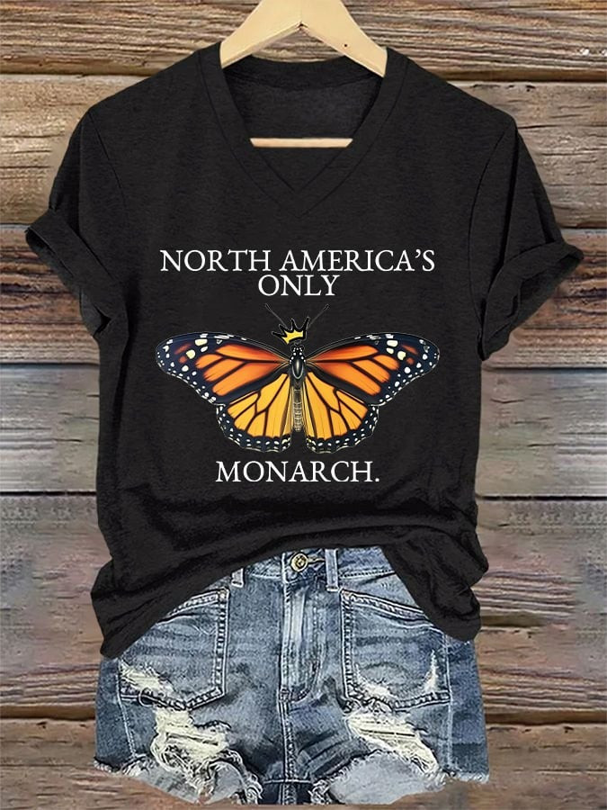 Butterfly North America's Only Orange Monarch Neck T-Shirt For Womens Gifts For Mom