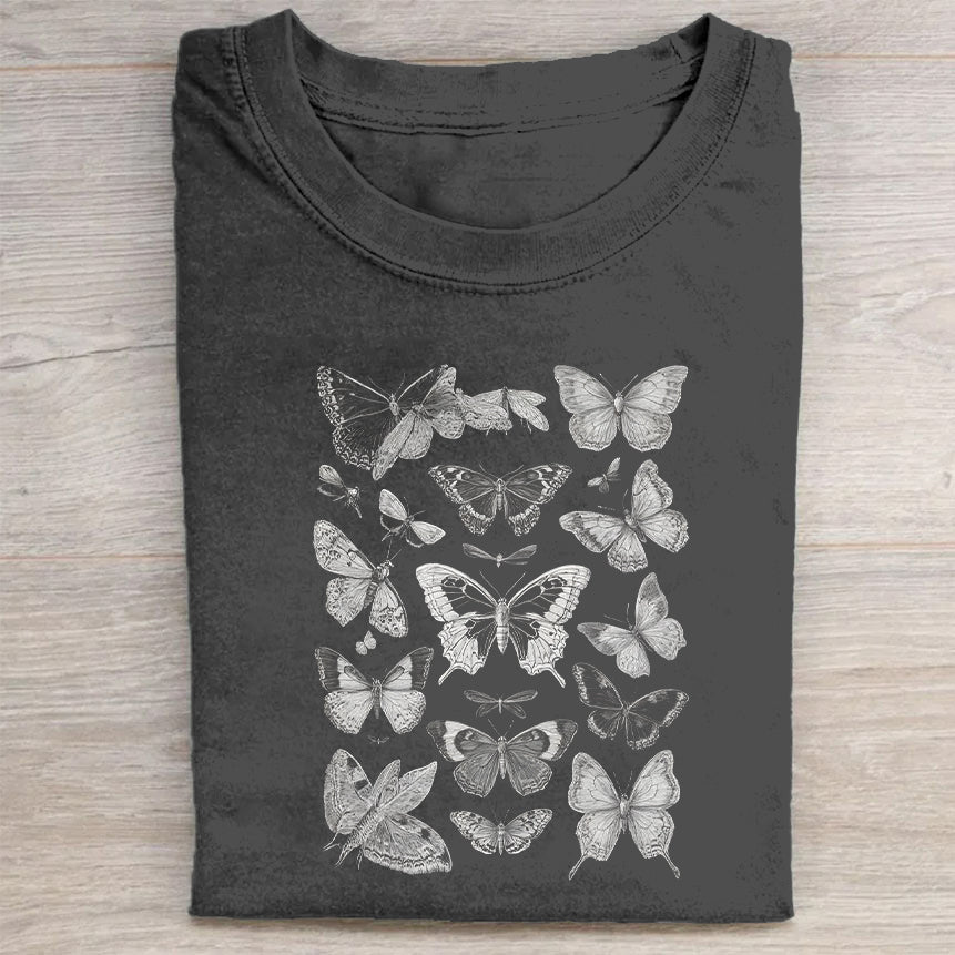 Butterfly Print Graphic T-Shirt Nature Lovers Merch Best Gift For Casual Wear