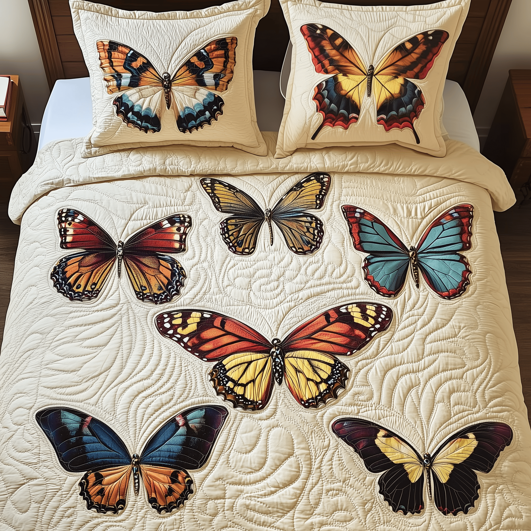 Butterfly Quilted Bedding Set Christmas Bedding Set Romantic Christmas Gifts For Couples