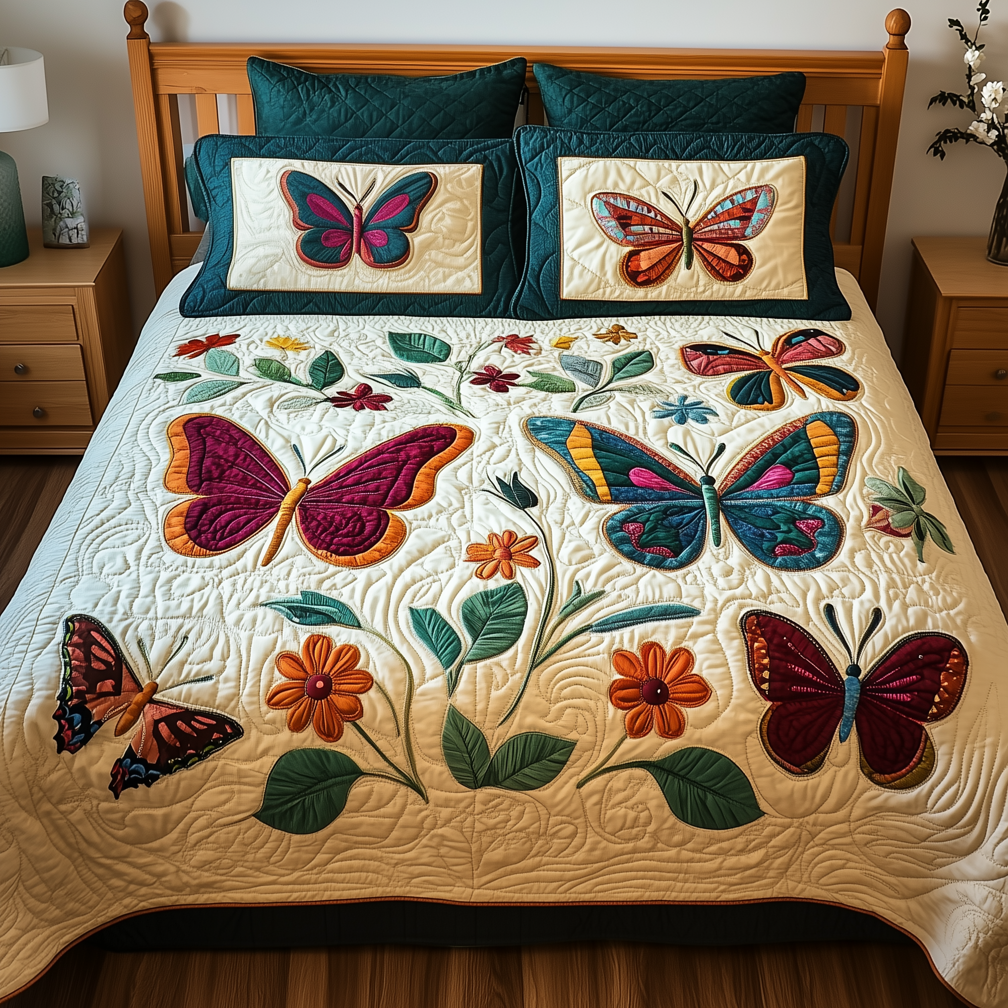 Butterfly Quilted Bedding Set Christmas Bedding Set Top Christmas Gifts 2024 For Coworkers