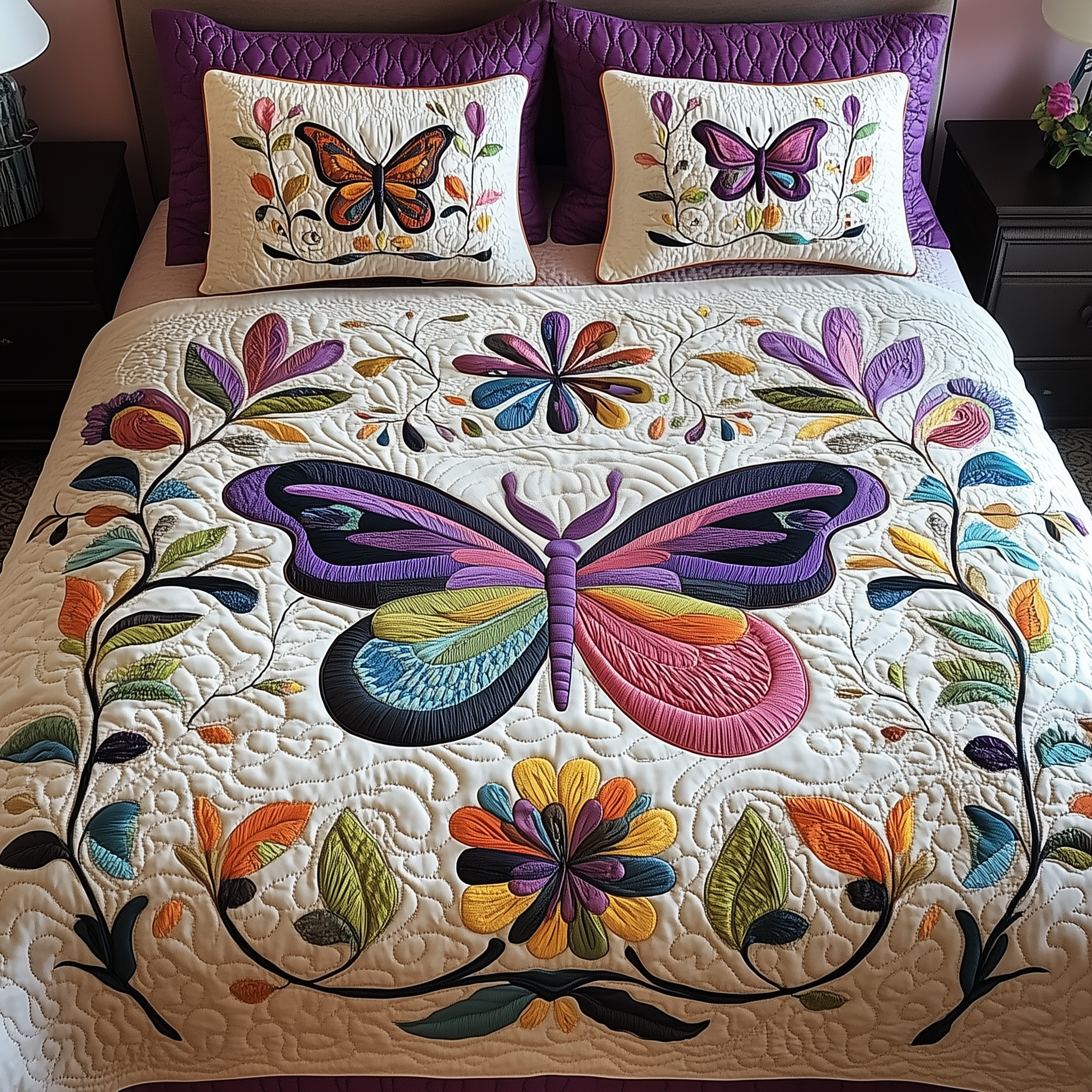 Butterfly Quilted Bedding Set Christmas Bedding Set Top Christmas Gifts 2024 For Family
