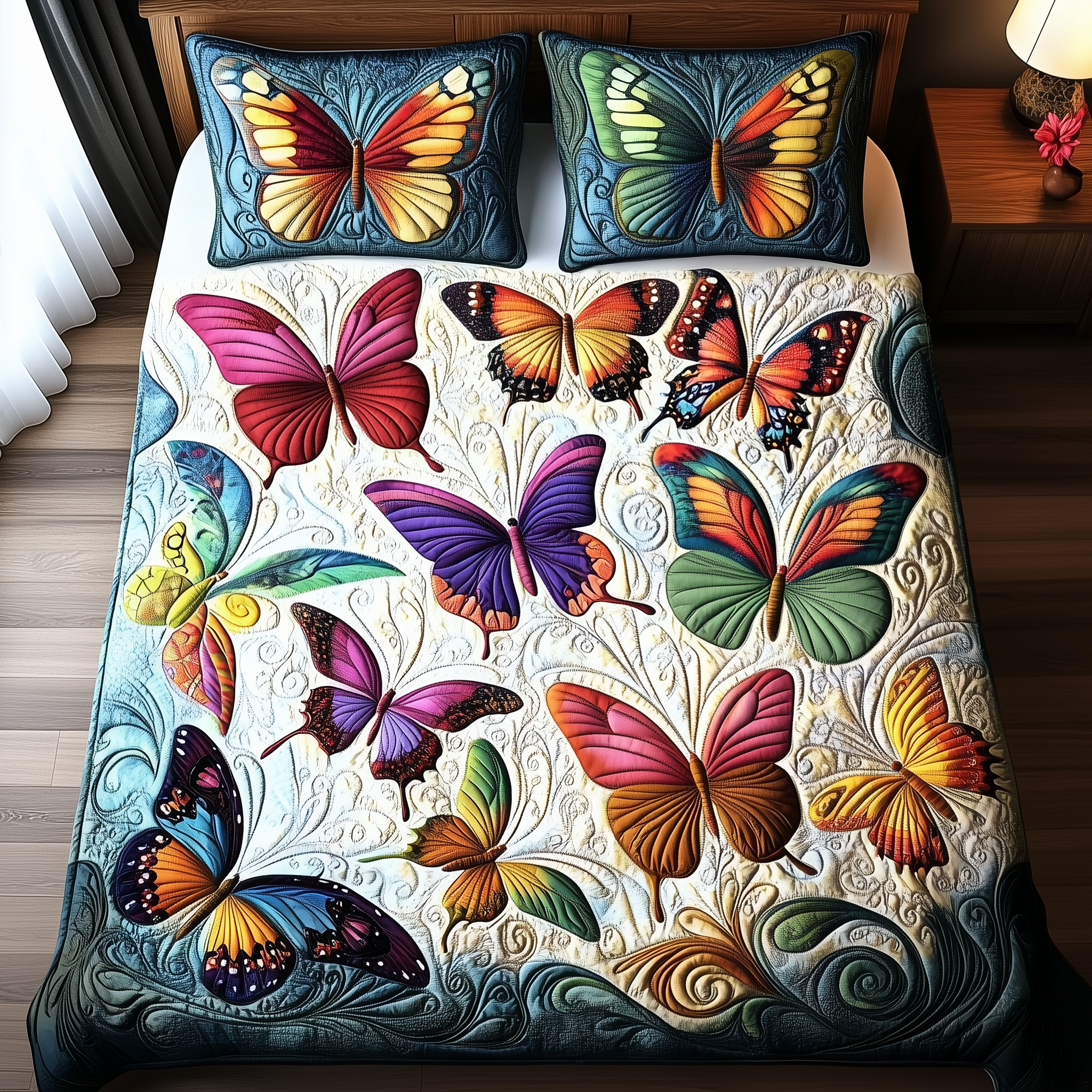 Butterfly Quilted Bedding Set Christmas Bedding Set Top Christmas Gifts 2024 For Friends