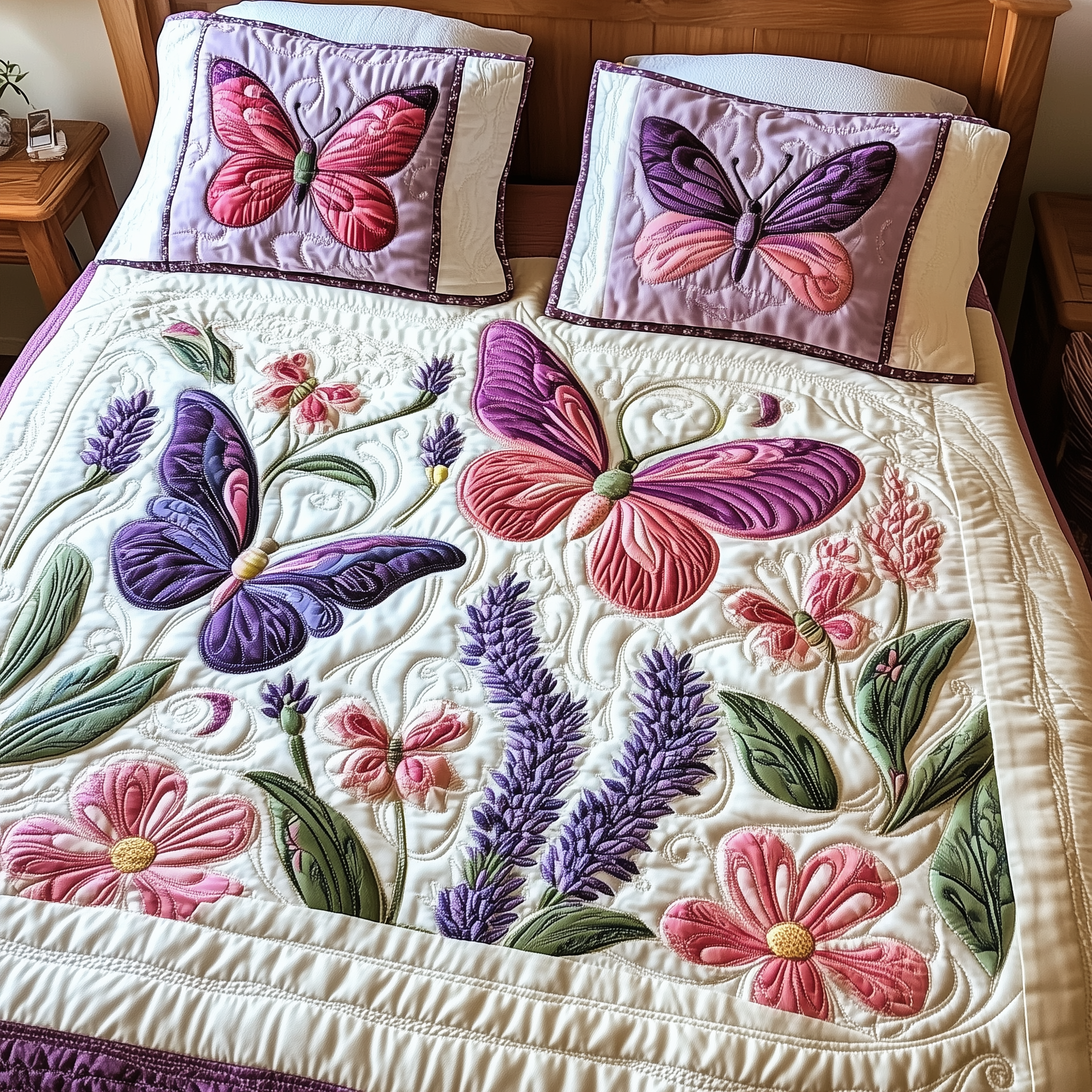 Butterfly Quilted Bedding Set Christmas Bedding Set Uique Christmas Gifts For Couples