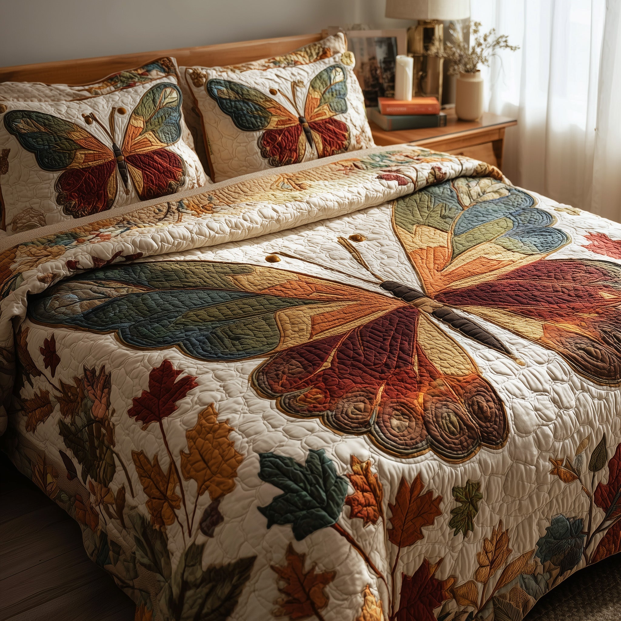Butterfly Quilted Bedding Set New Home Gift
