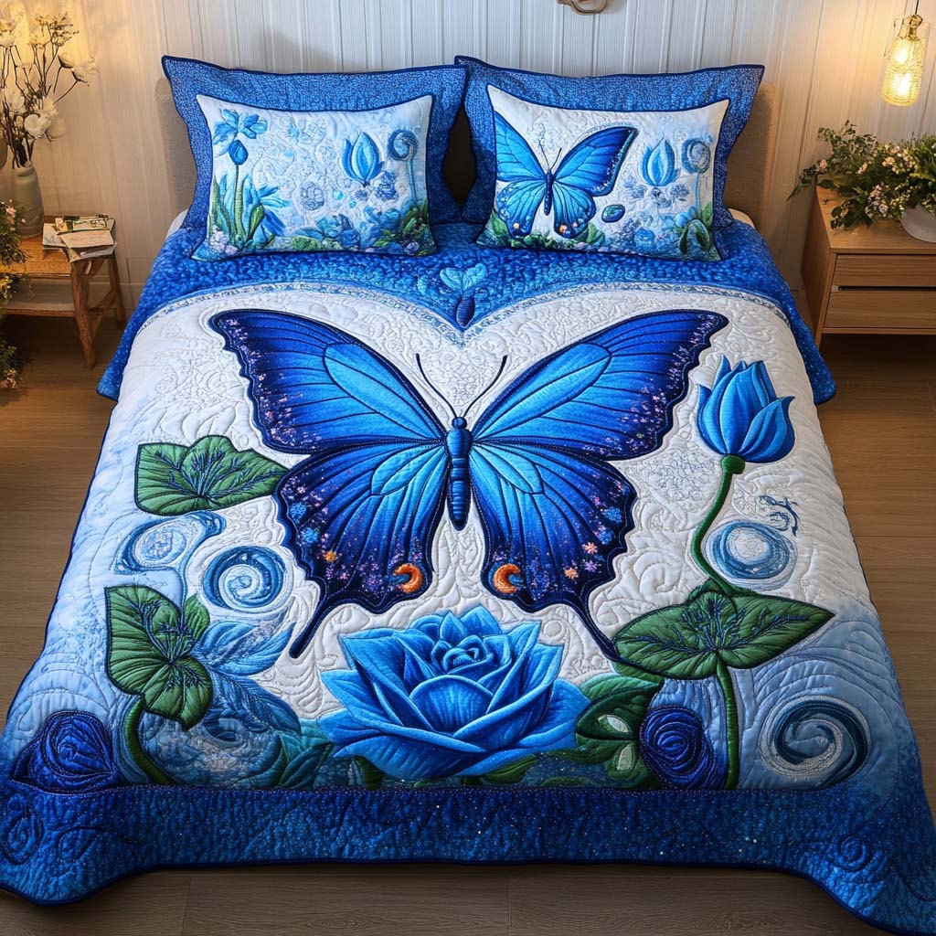 Butterfly Serenity Quilted Bedding Set Cozy Bedroom Decor Best Butterfly Christmas Gifts
