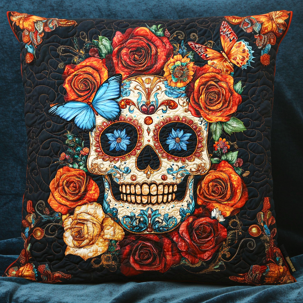 Butterfly Skull Bloom Quilted Pillow Case Best Throw Pillow Covers Gifts For Family