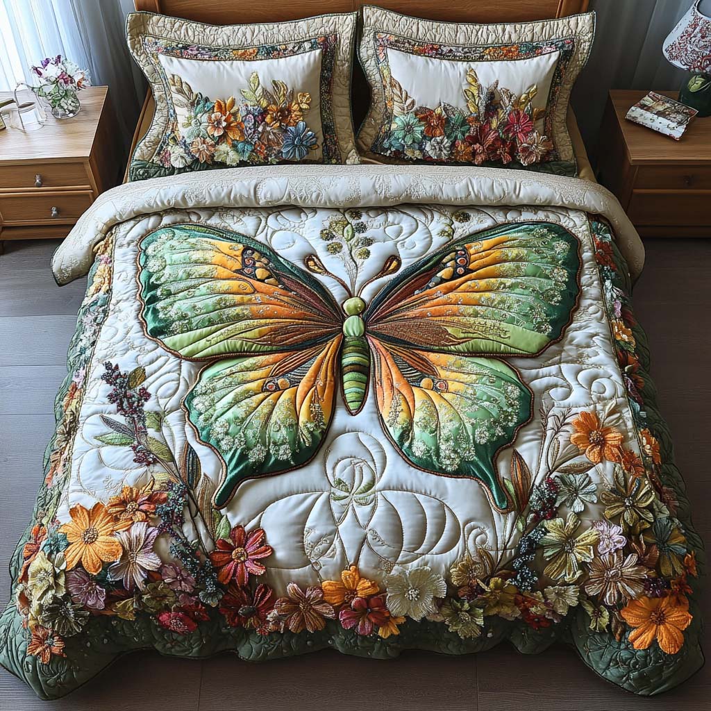 Butterfly Sky Quilted Bedding Set Bed Room Decoration Items Stuff For Butterfly Lovers