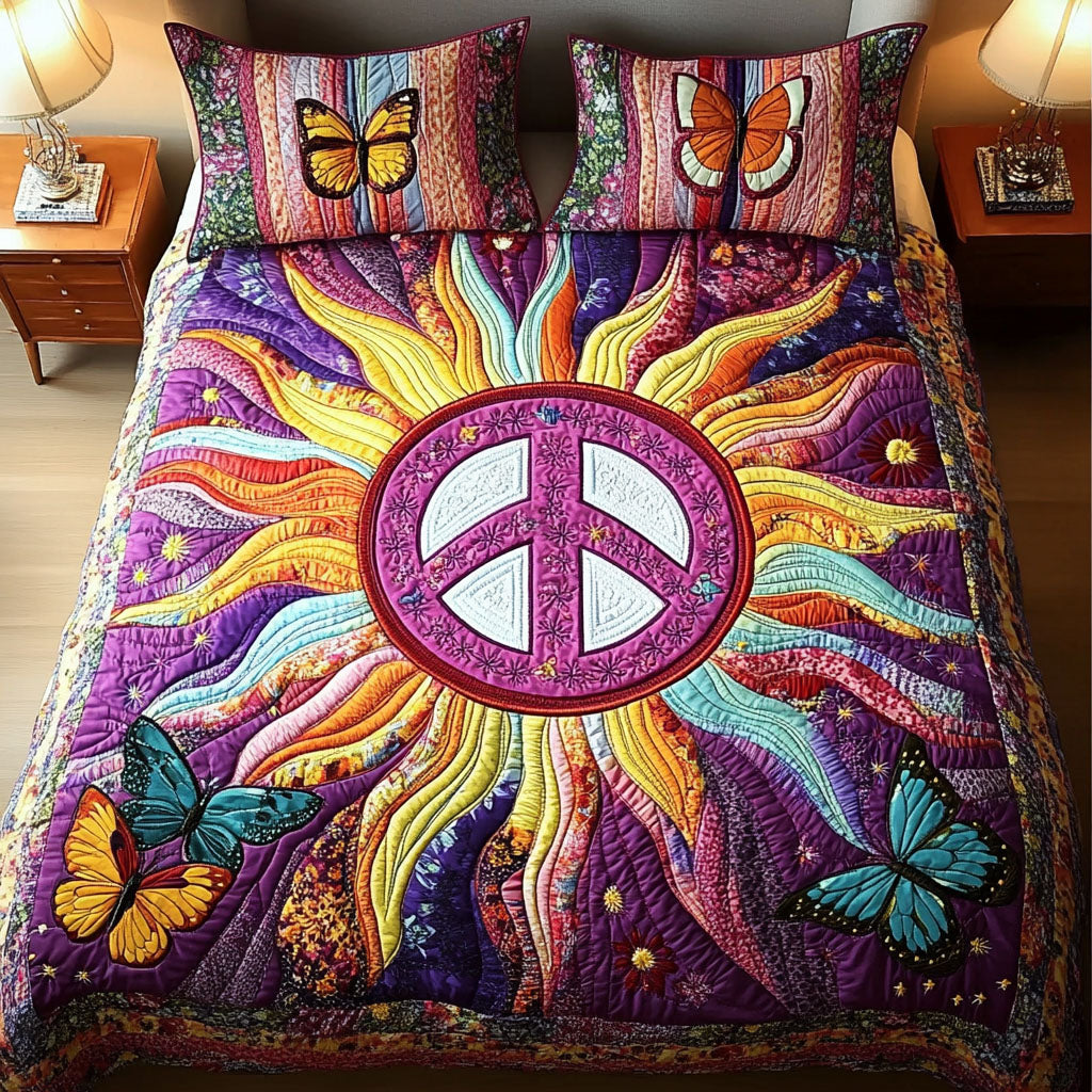 Butterfly Sunrise Quilted Bedding Set Bed Sheet Set Gifts For Father's Day From Wife