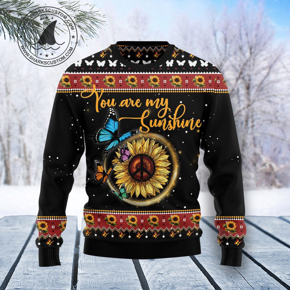Butterfly Sunshine Ugly Christmas Sweater 1 Gift For Christmas