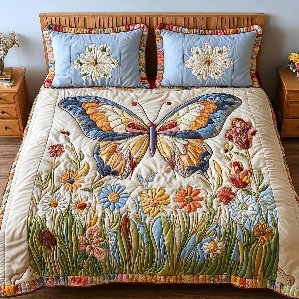 Butterfly Tales Quilted Bedding Set Bed Decor Birthday Gifts For Butterfly Lovers