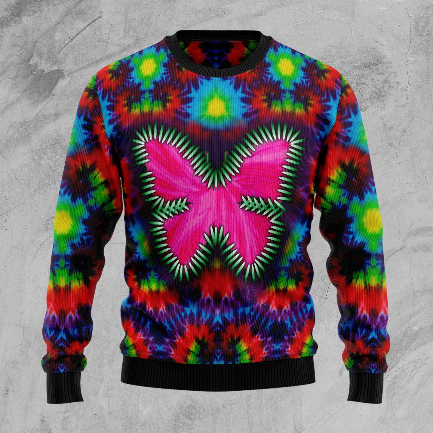 Butterfly Tie Dye Ugly Christmas Butterfly Design Sweater Crazy Xmas Sweaters