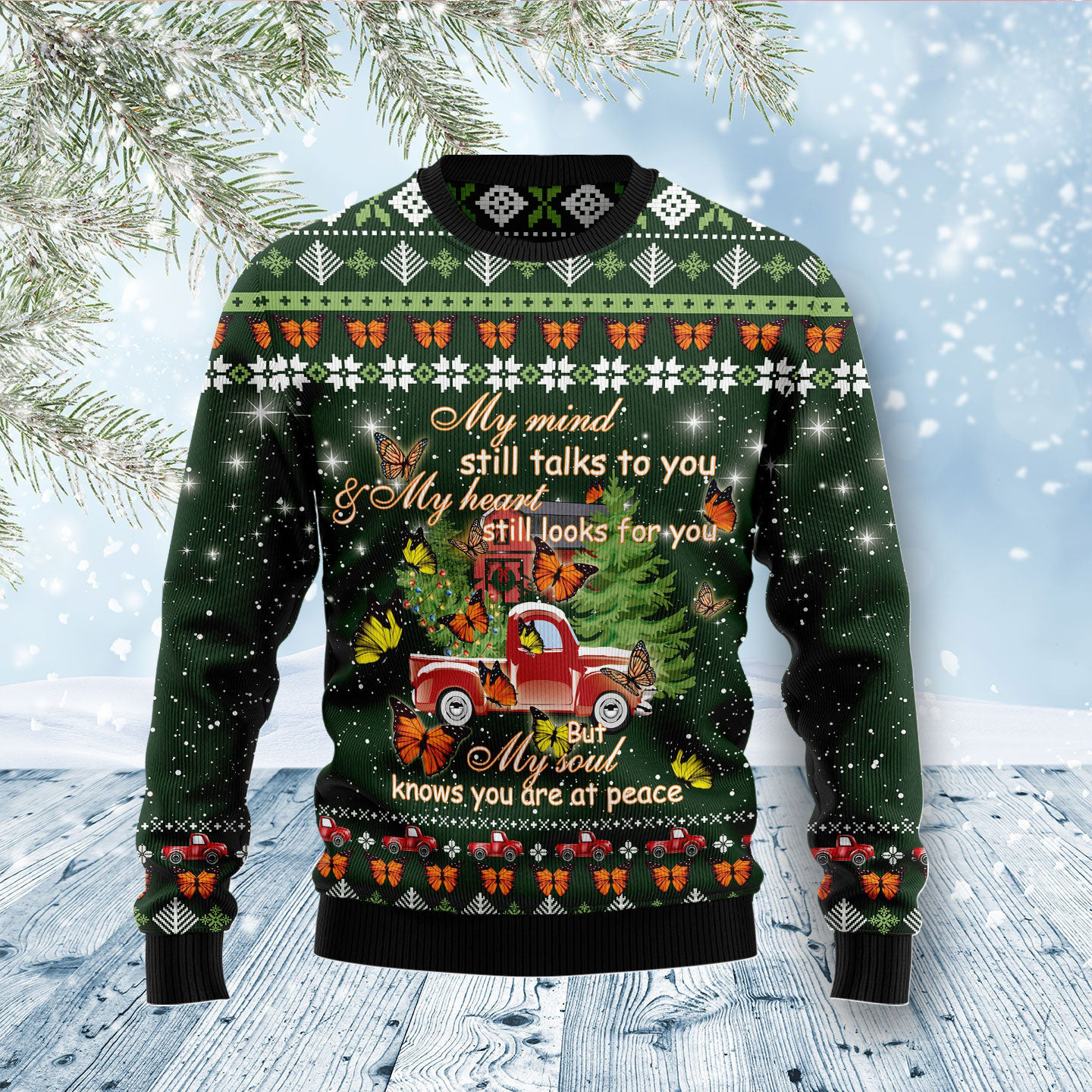 Butterfly Ugly Christmas Sweater My Mind Still Talk To You Best Christmas Sweater