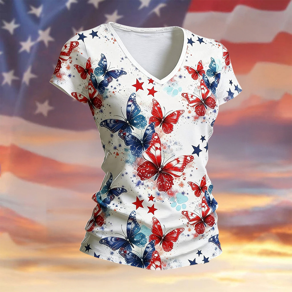 Butterfly US 250th Anniversary T-Shirt Fourth Of July Clothes Present For Patriots