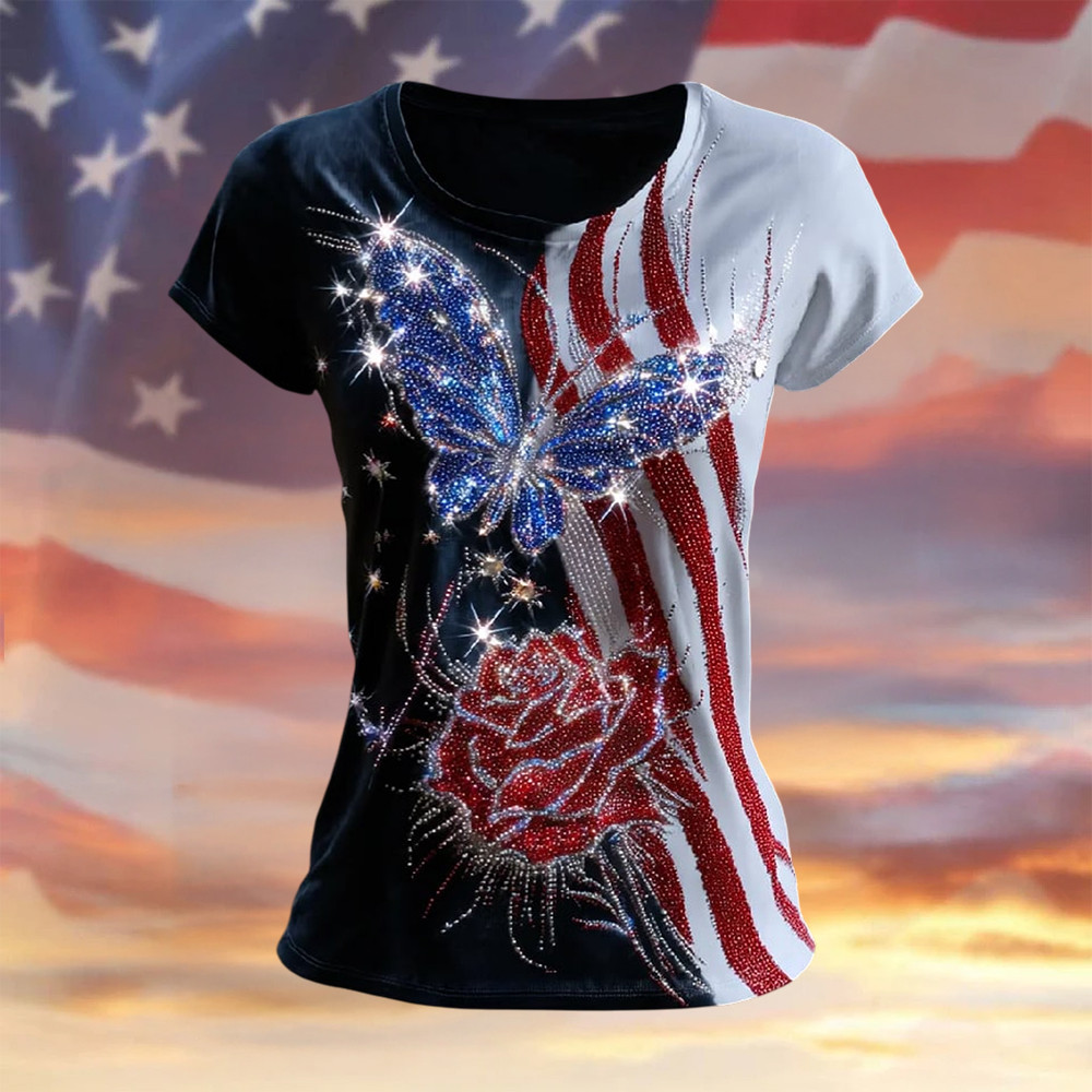 Butterfly USA 250Th Anniversary 1776 2026 T-Shirt 4Th Of July Outfits