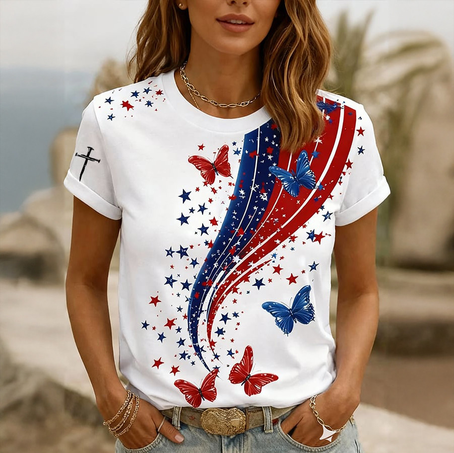 Butterfly USA 250Th Anniversary T-Shirt 1776 2026 Merch Anniversary Gift For Wife