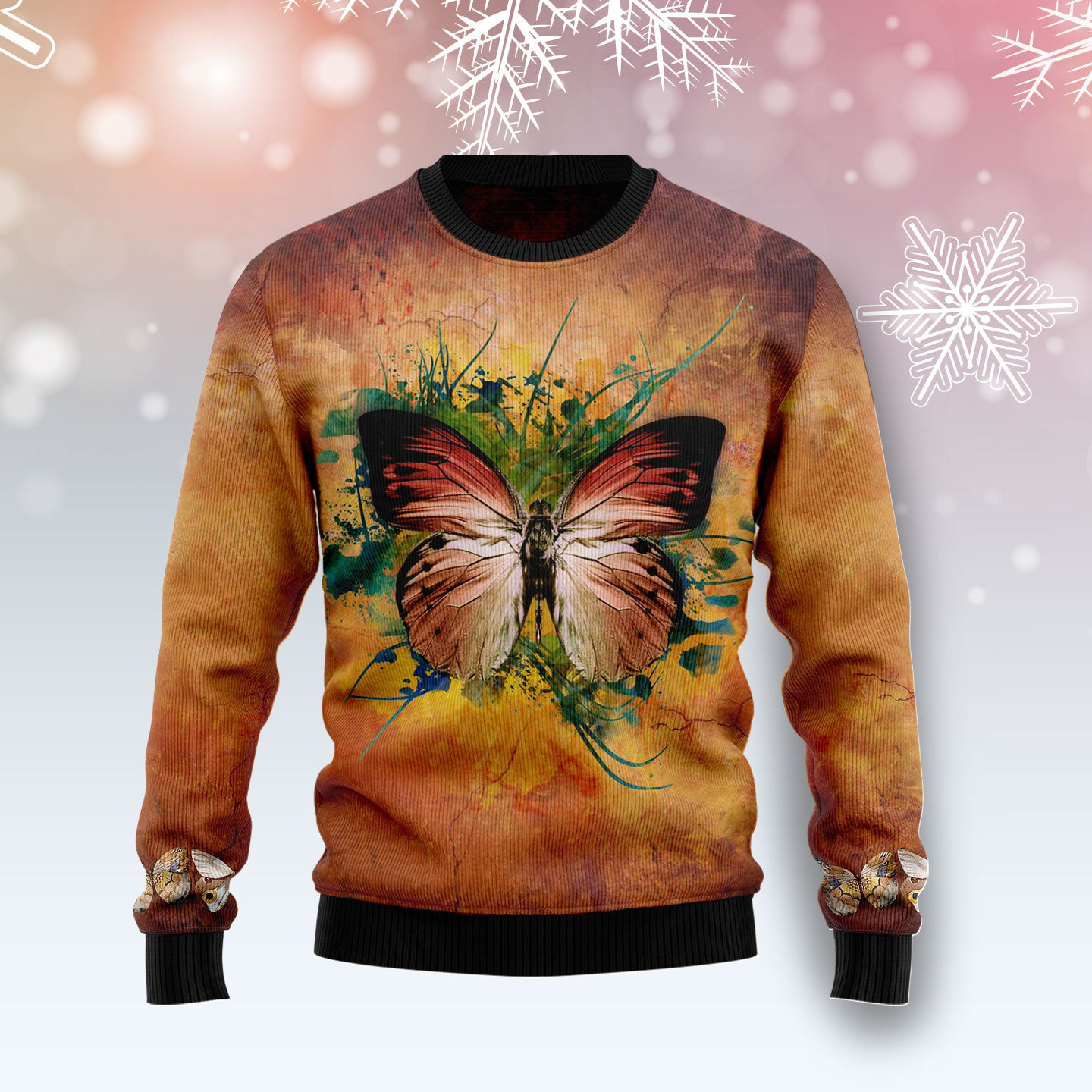 Butterfly Vintage Ugly Christmas Sweaters Funny Xmas Clothing Butterfly Gifts For Friends