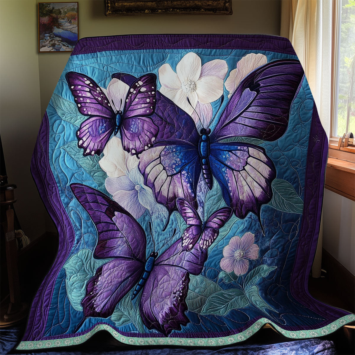 Butterfly Violet Quilt Blanket Couch Blanket Perfect Mother' Day Gifts