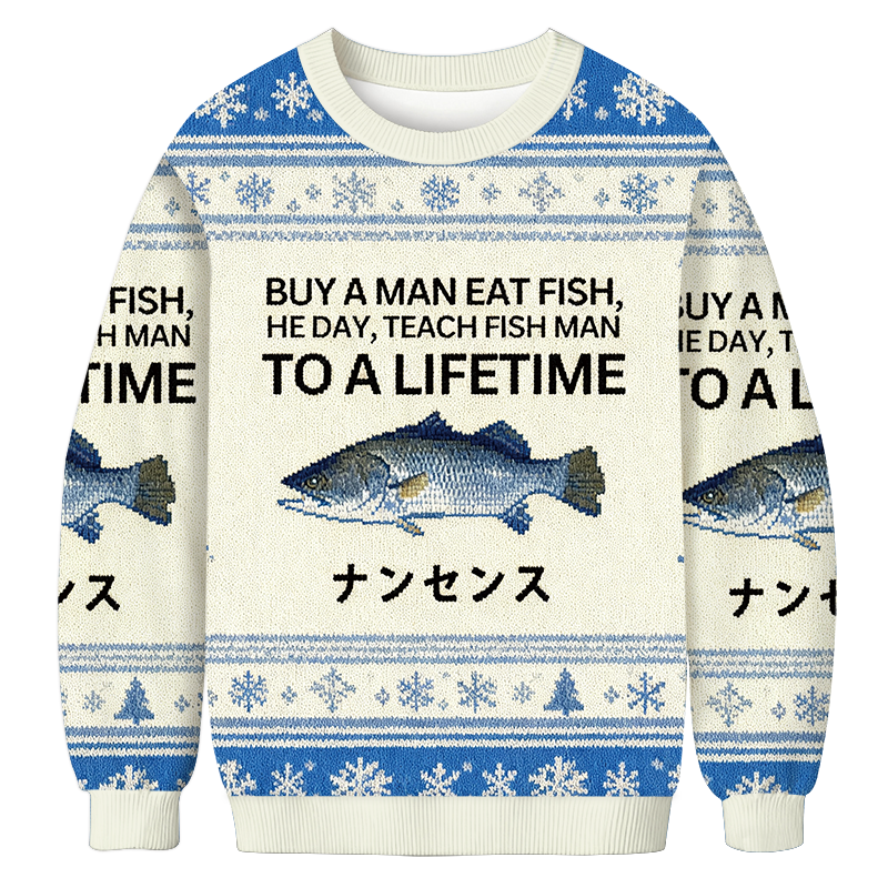 Buy a Man Eat Fish Christmas Ugly Sweatshirt Funny Xmas Party Outfit Gift Ideas Buy a Man Eat Fish Christmas Ugly Sweatshirt Funny Xmas Party Outfit Gift Ideas