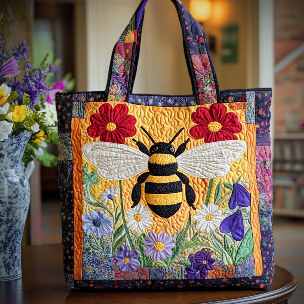 Buzz Charm Quilted Tote Bag Bee Christmas Gifts