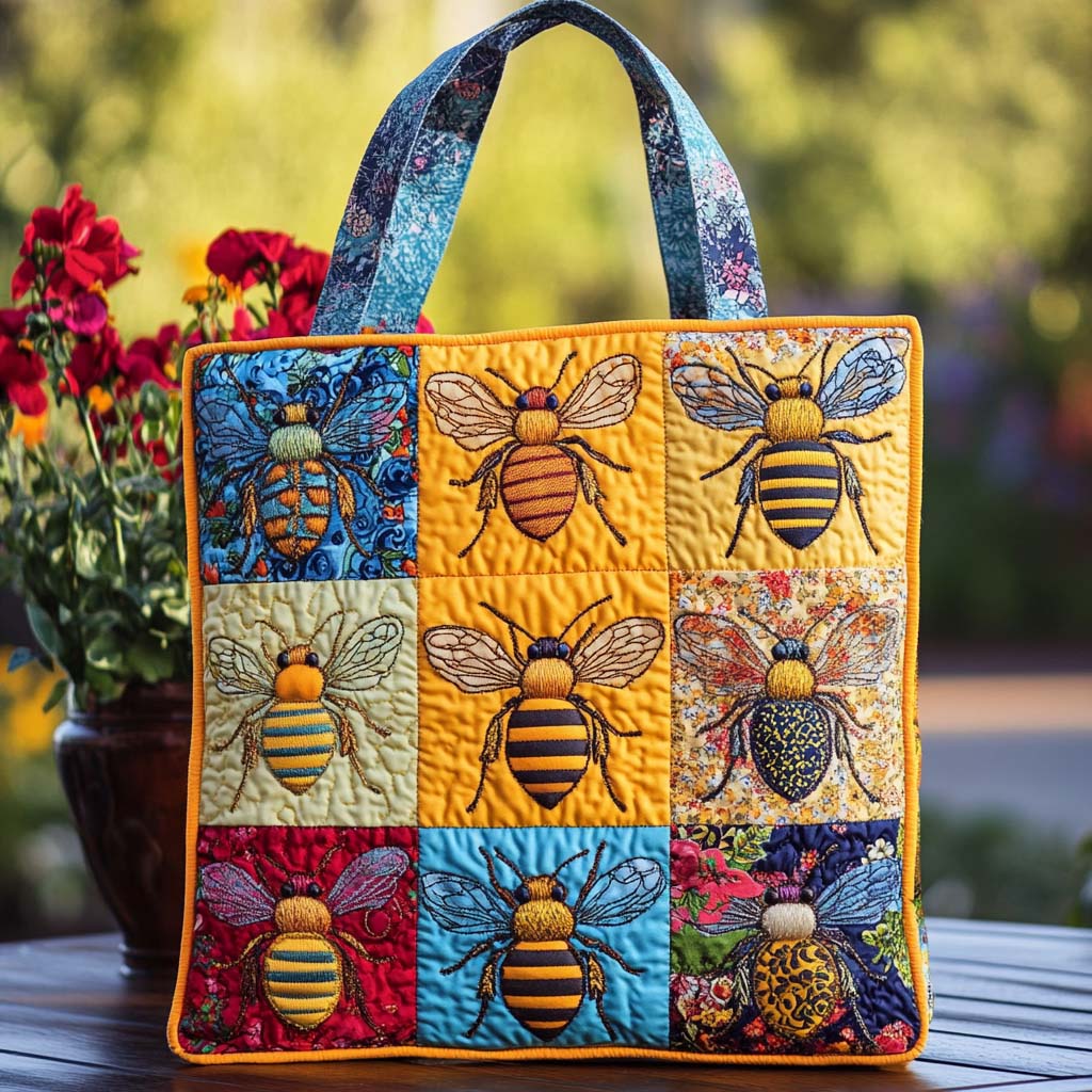 Buzz Joy Quilted Tote Bag Gifts For Beekeepers