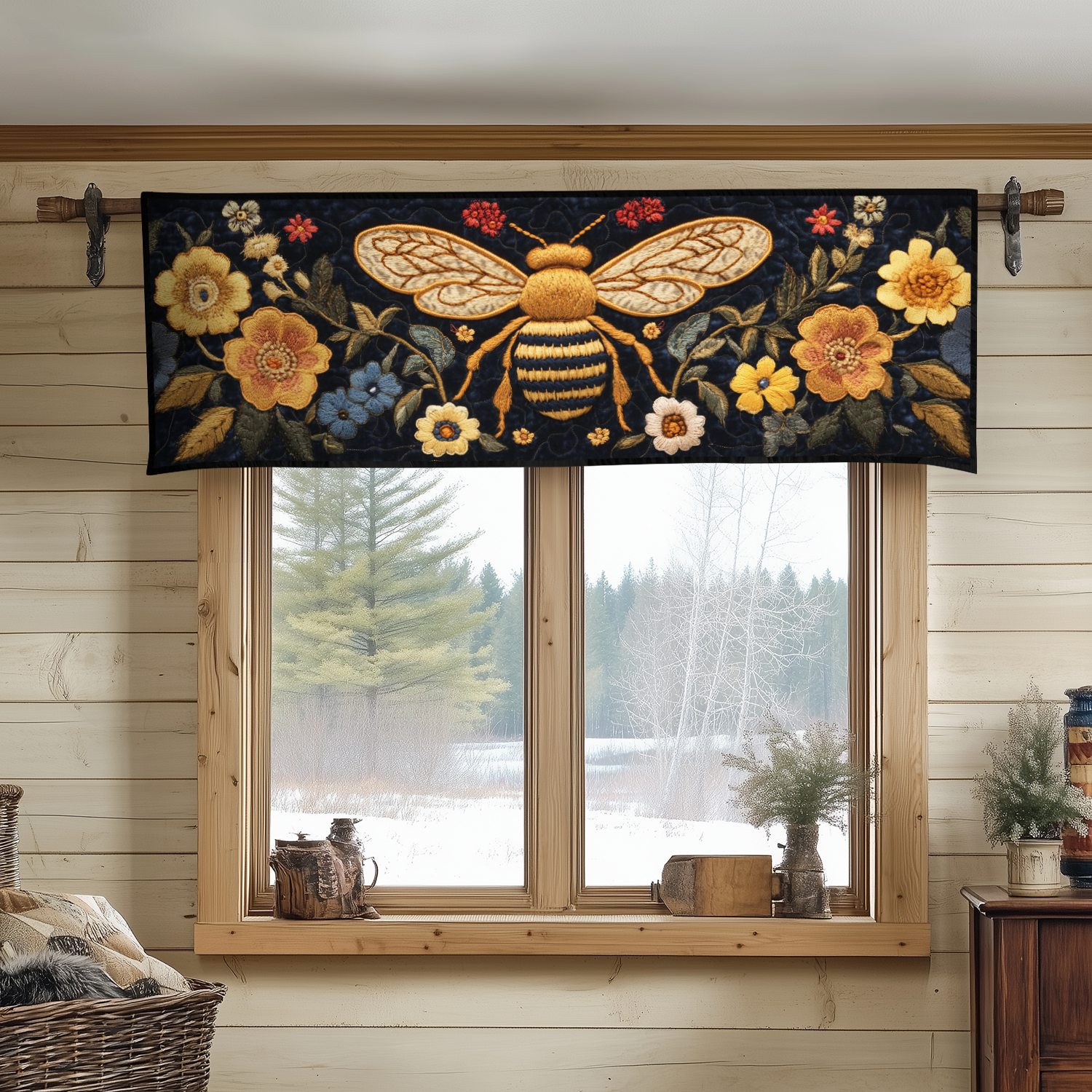 Buzzing Blooms Quilted Valance Christmas Valances Grandma And Grandpa Christmas Gifts