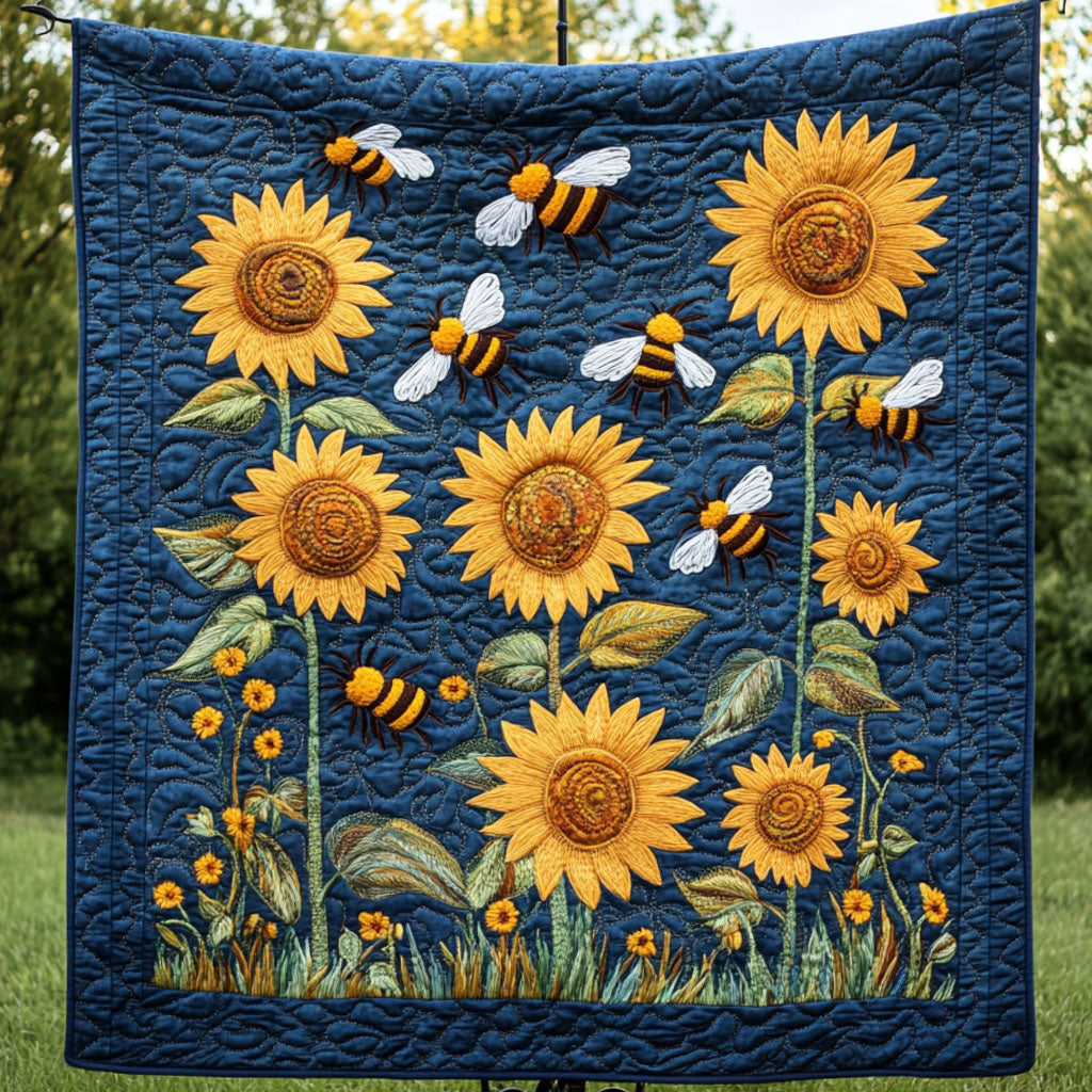 Buzzing Garden Quilted Blanket Bedroom Decor Christmas Sunflower Gift Items