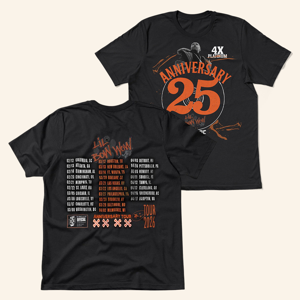 BW Apparel Merch Tour Dates Tee Bow Wow 25 Tour Merch Gifts For Rap Lovers