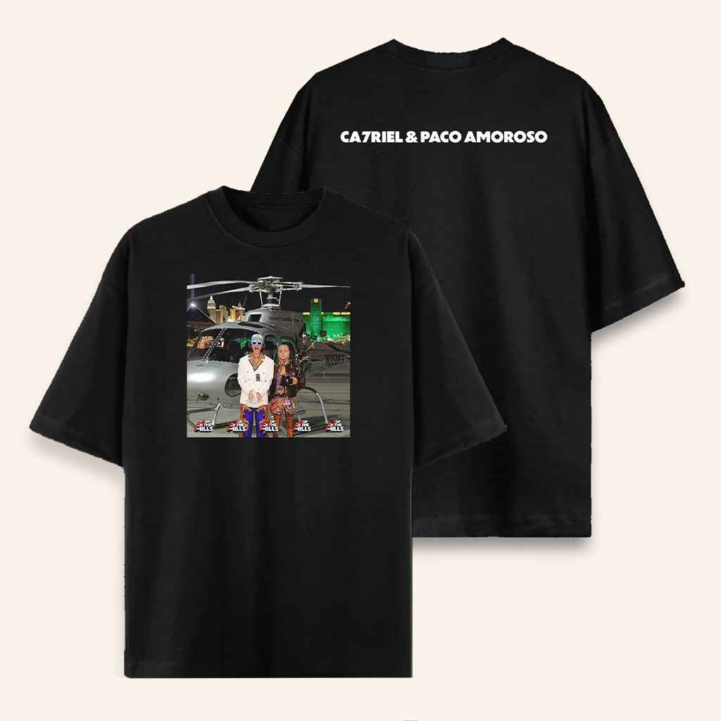 CA7RIEL And Paco Amoroso Merch Top Of The Hills Black T-Shirt Gifts For Hip Hop Fans CA7RIEL And Paco Amoroso Merch Top Of The Hills Black T-Shirt Gifts For Hip Hop Fans