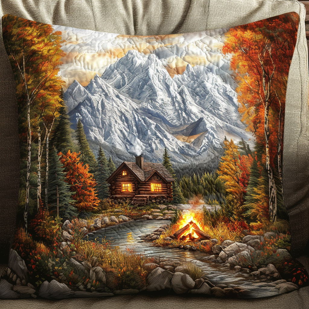 Cabin Camfire Mountains Quilted Pillow Case Throw Pillow Covers Birthday Gifts For Friends