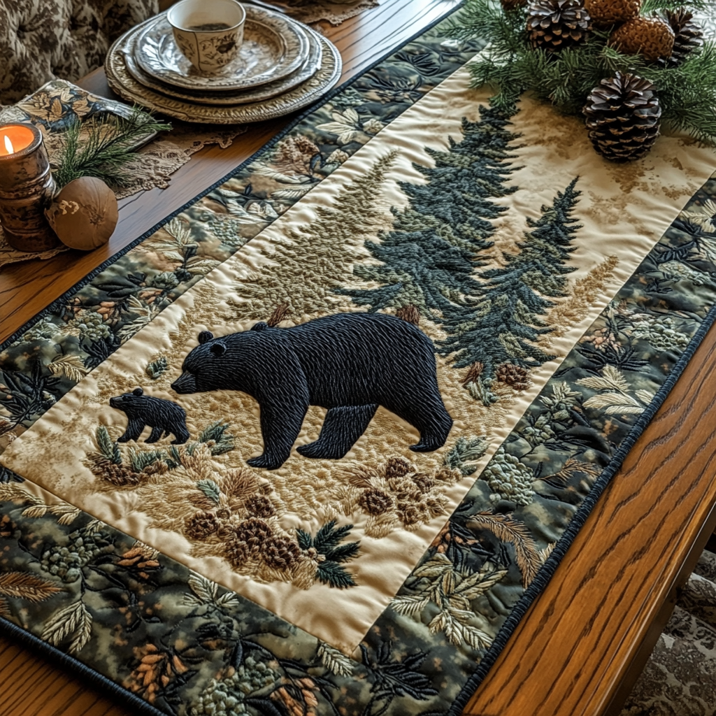 Cabin Comfort Quilted Table Runner Dining Decor Best Gifts For Wildlife Lovers
