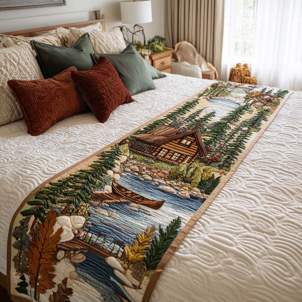 Cabin Cozy Haven Quilted Bed Runner Bed Decor Ideas Presents For Wildlife Enthusiasts