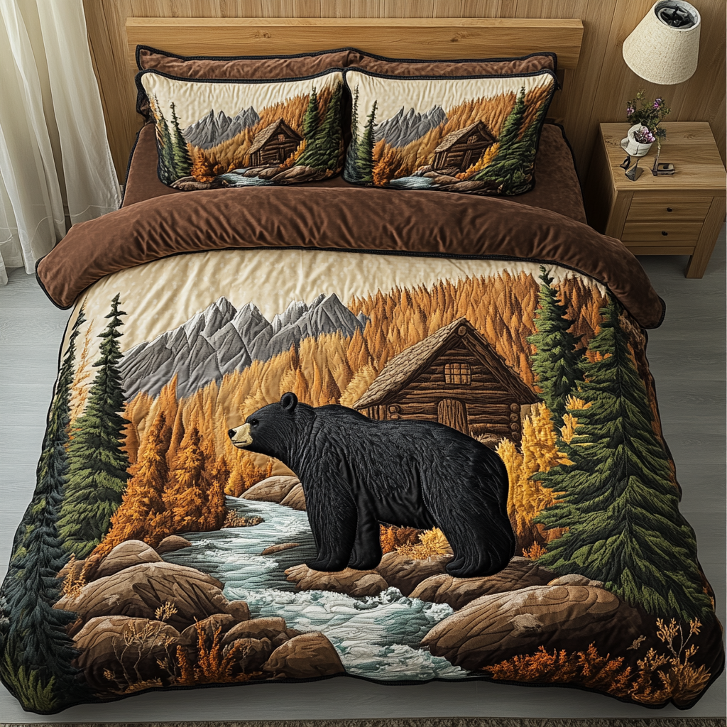 Cabin Dreams Quilted Bedding Set Holiday Duvet Cover Set Unique Nature Lover Gifts