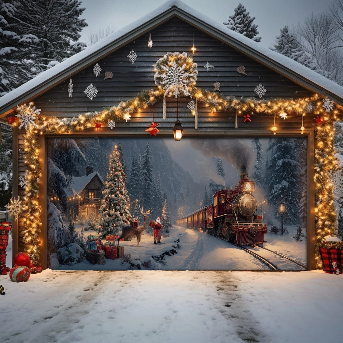 Cabin Express Christmas Garage Door Banner Christmas Home Decor Cool Xmas Presents