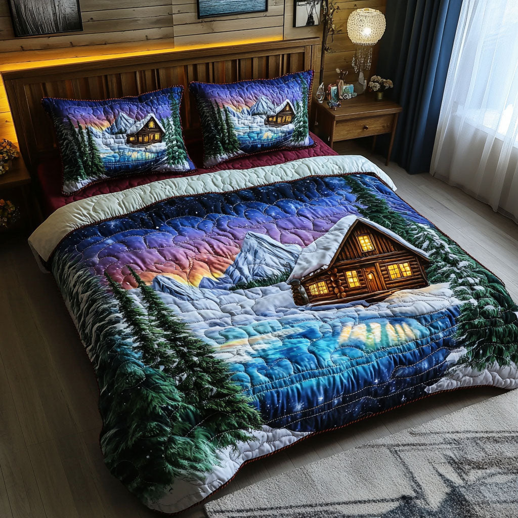 Cabin Glow Quilted Bedding Set Holiday Duvet Covers Christmas Bedding Ideas
