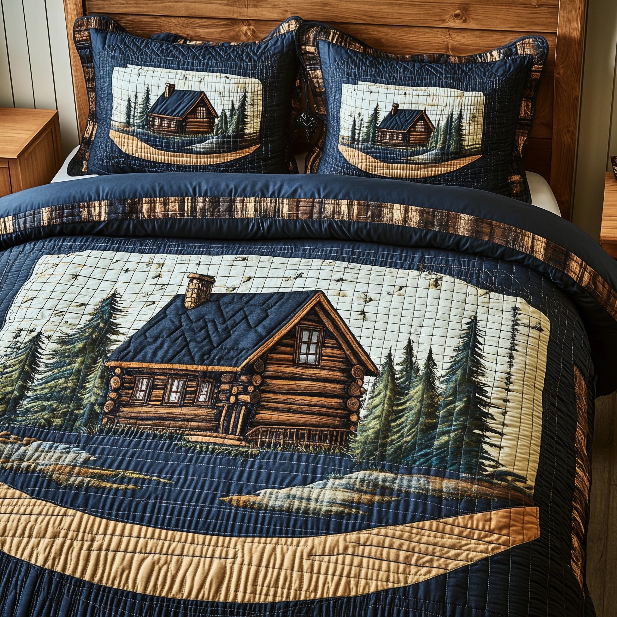 Cabin Heart Quilted Bedding Set Duvet Cover Merchandise Romantic Gifts For Couples