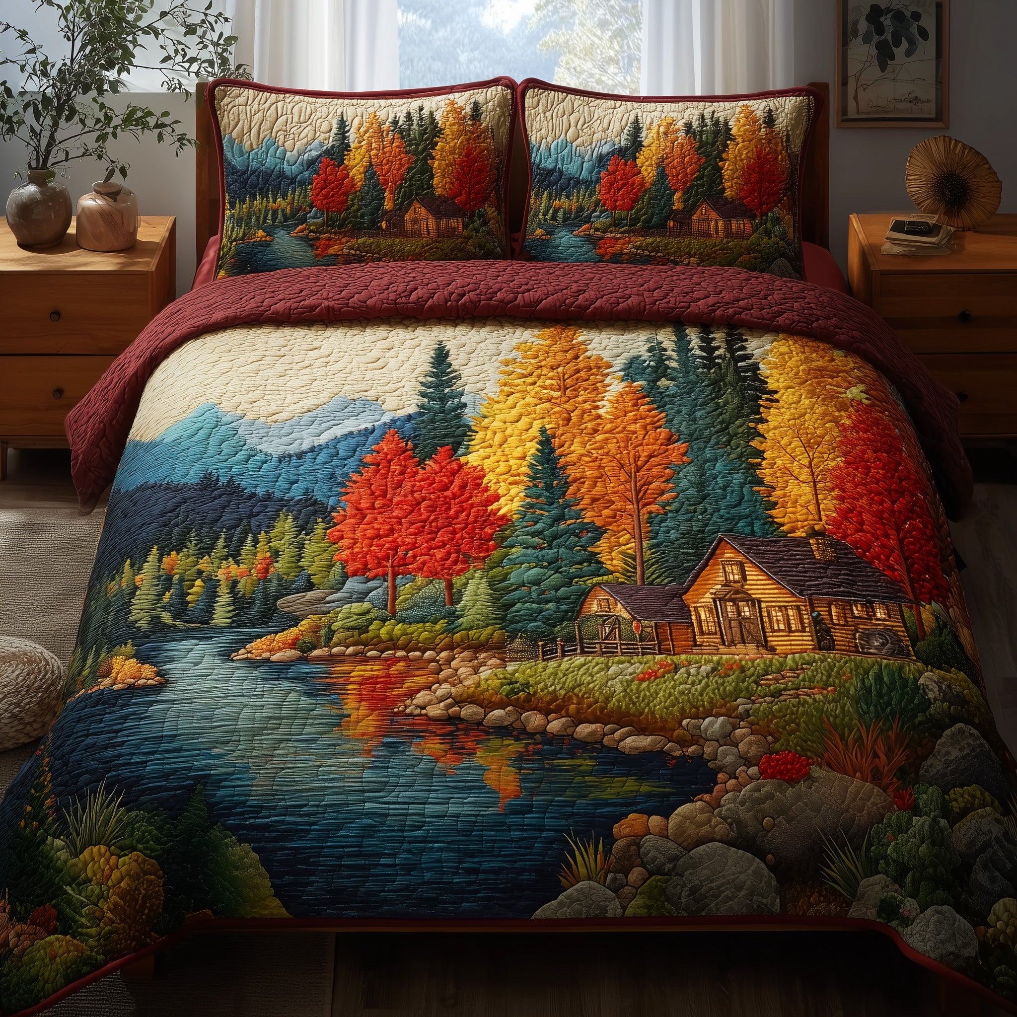 Cabin Lake Quilted Bedding Set Birthday Gift