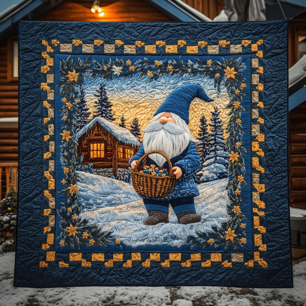 Cabin Light Gnome Quilt Cozy Quilt Blanket for Winter Relaxation