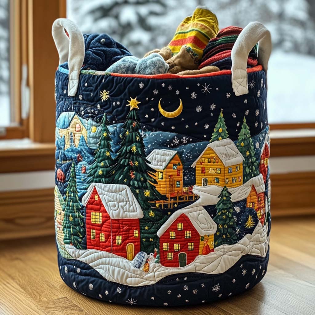 Cabin Night Quilted Laundry Basket Perfect Birthday Gift Idea