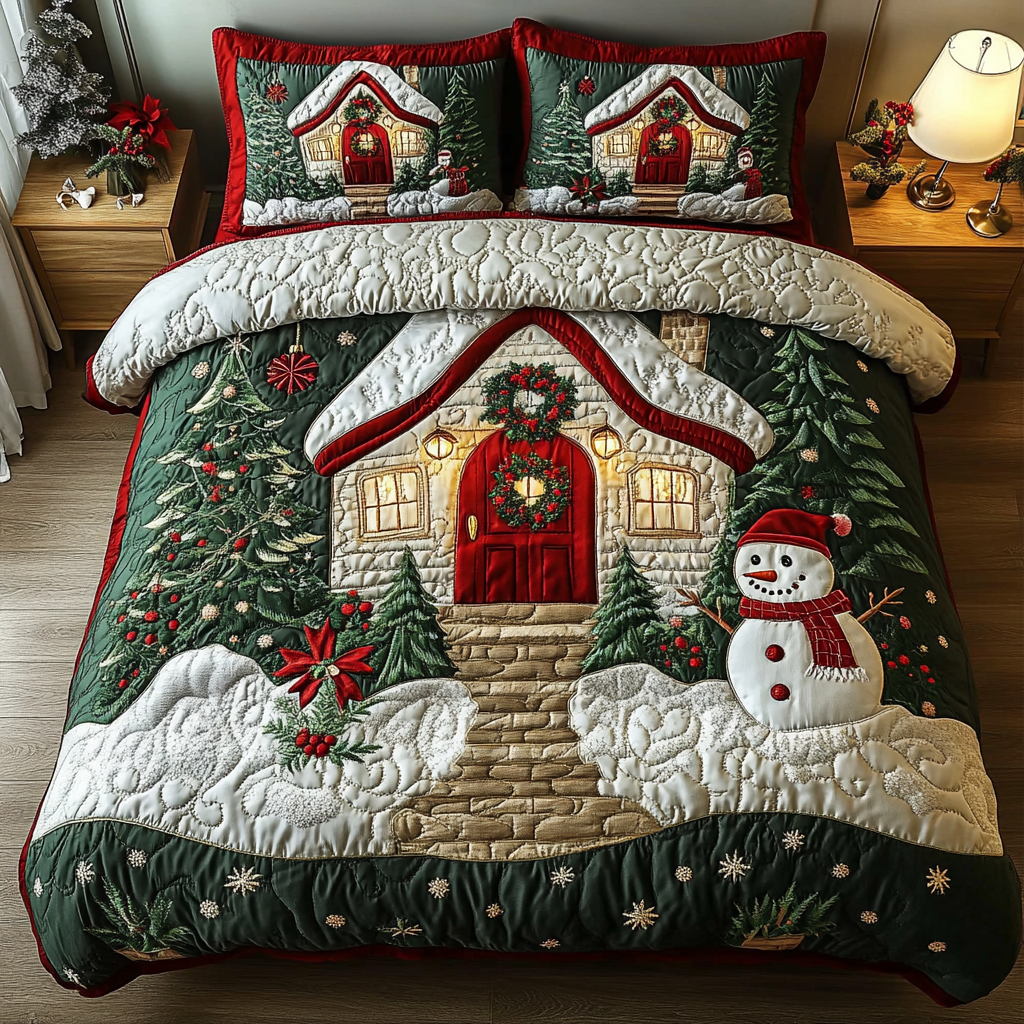 Cabin Nights Quilted Bedding Set Xmas Duvet Sets Unique Christmas Gifts