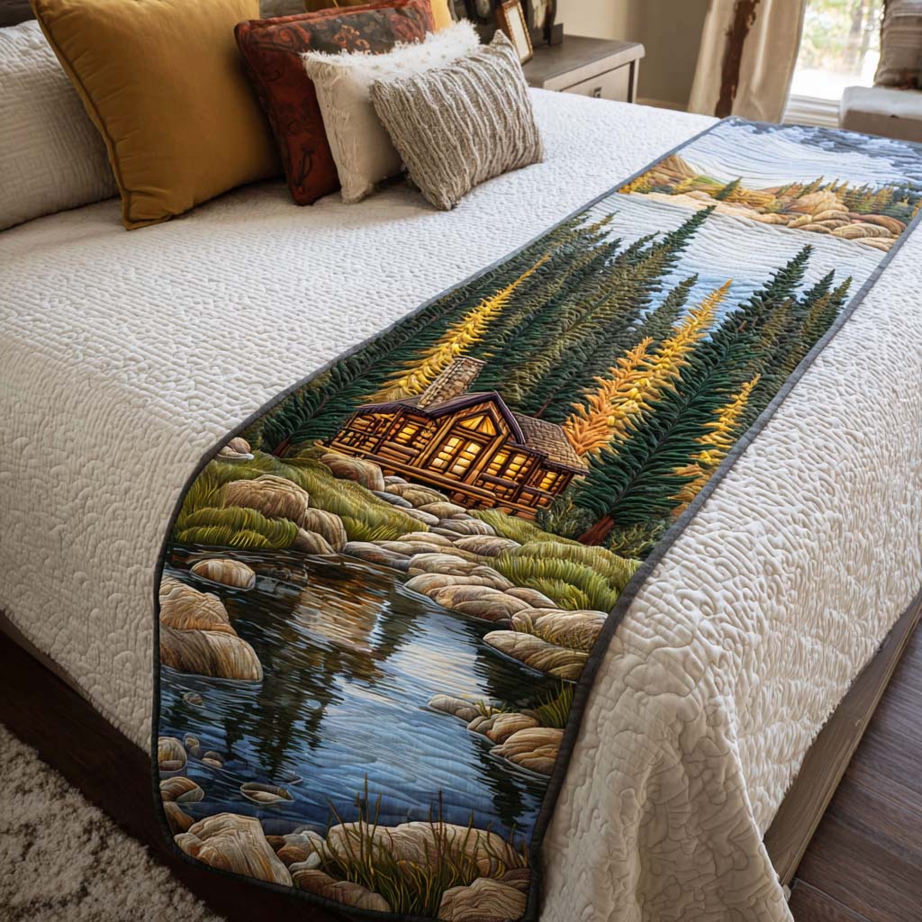 Cabin Pine Touch Quilted Bed Runner Bed Decorations Presents For Wildlife Lovers