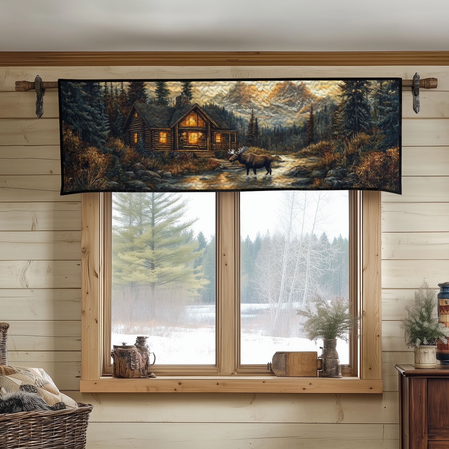 Cabin Retreat Elegance Quilted Valance Window Valances For Bedroom Gifts For Boyfriends Parents