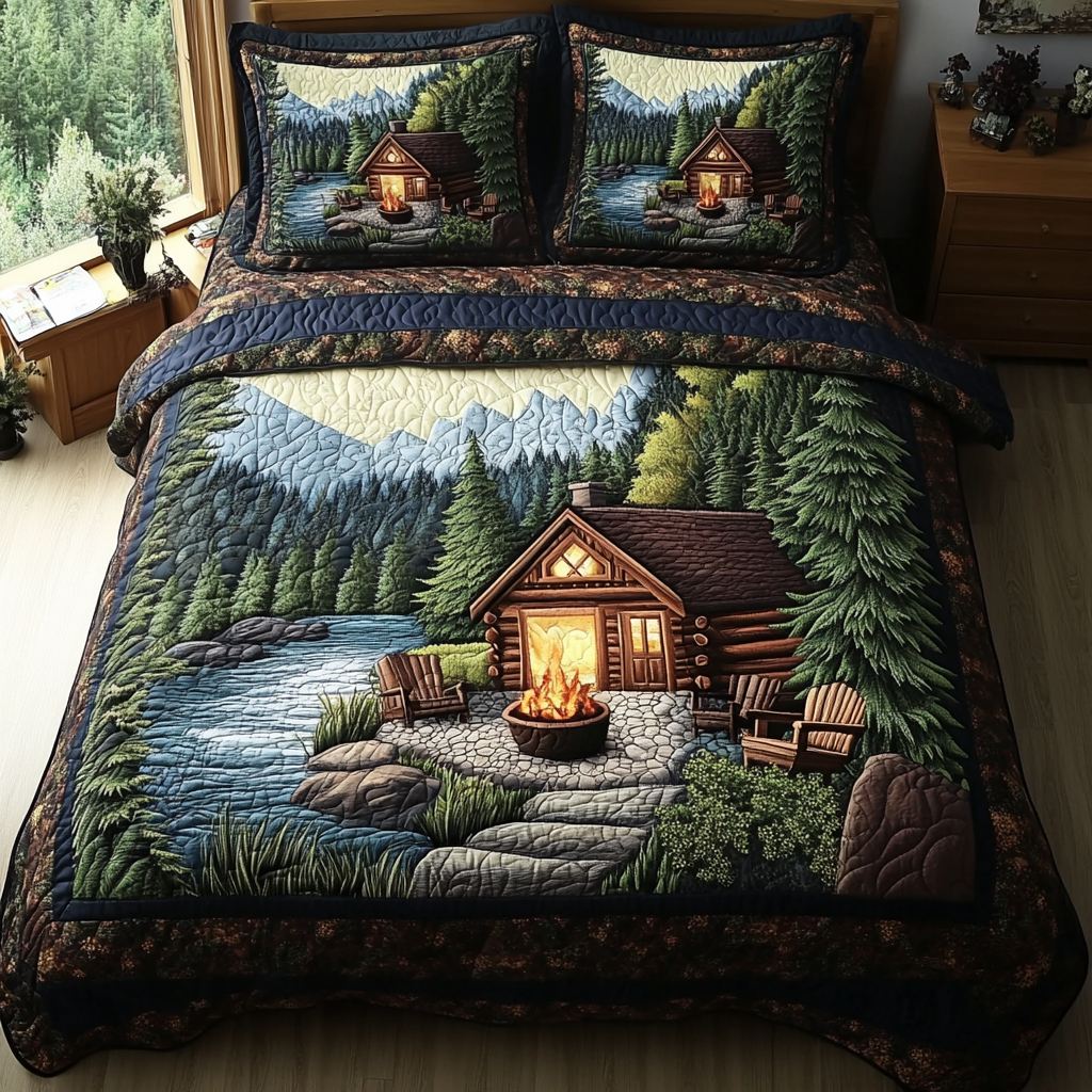 Cabin Retreat Quilted Bedding Set Bed Decor Christmas Presents