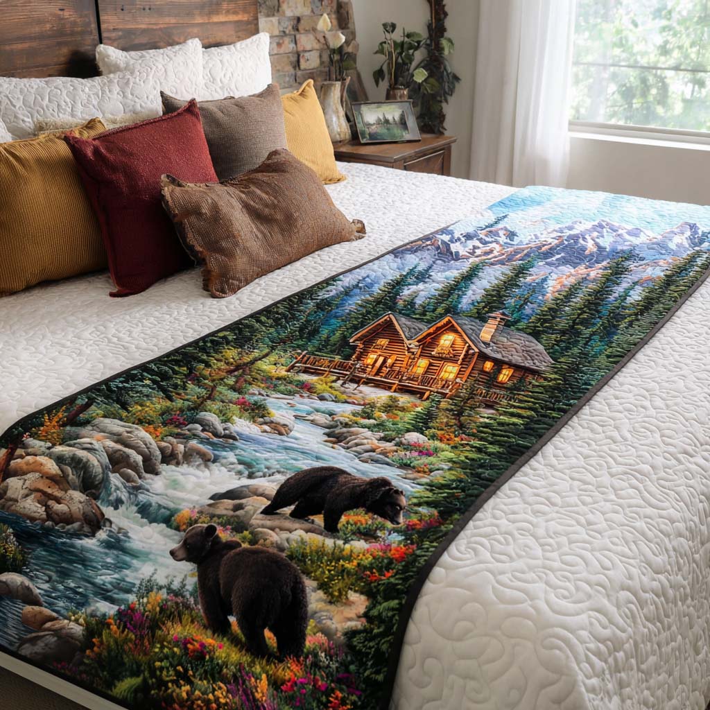 Cabin Rustic Charm Quilted Bed Runner Bedroom Decor Ideas Gifts For Wildlife Enthusiasts