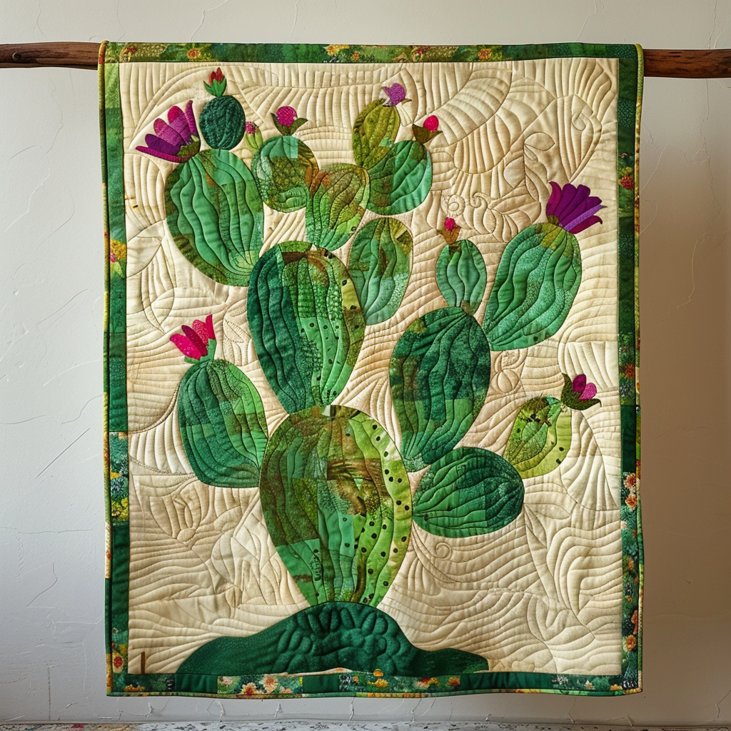 Cacti Delight Quilted Blanket Cute Blankets For Adults