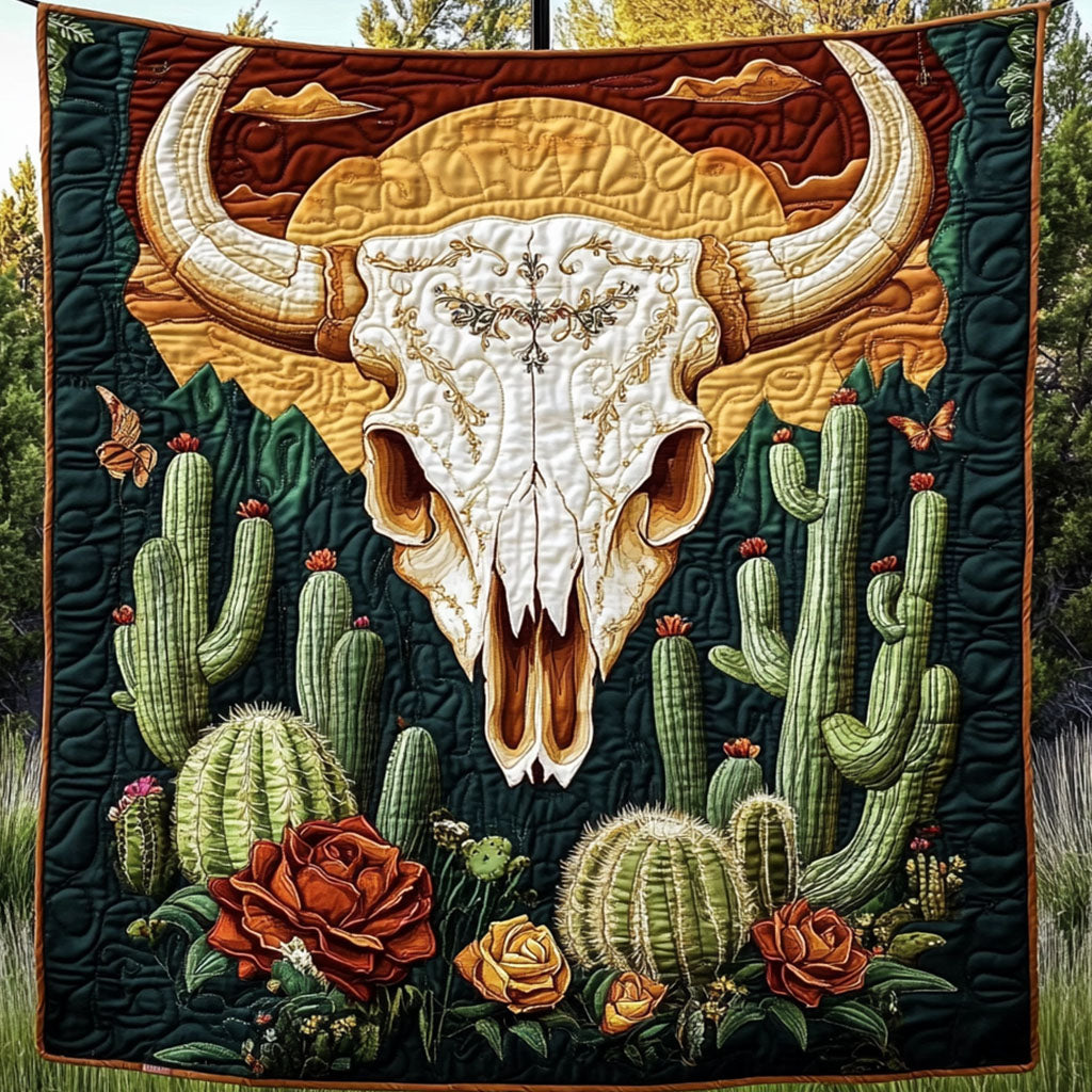 Cactus Bloom Quilted Blanket Cute Throw Blanket Native American Themed Gifts For Her