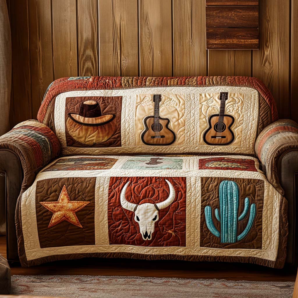 Cactus Bloom Quilted Sofa Cover Couch Protector Cowboy Present Ideas