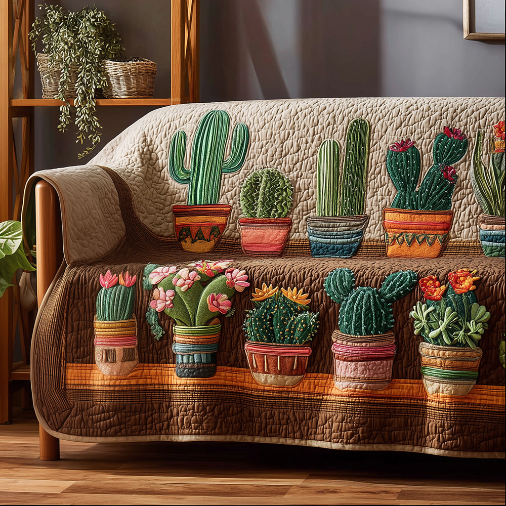 Cactus Blossom Quilted Sofa Cover Sofa Seat Covers Gifts For Grandma